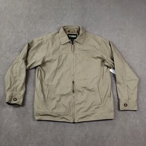 Outdoor Life Jacket Mens Medium Khaki Twill Full Zip‎ Front Plaid Lined Pockets